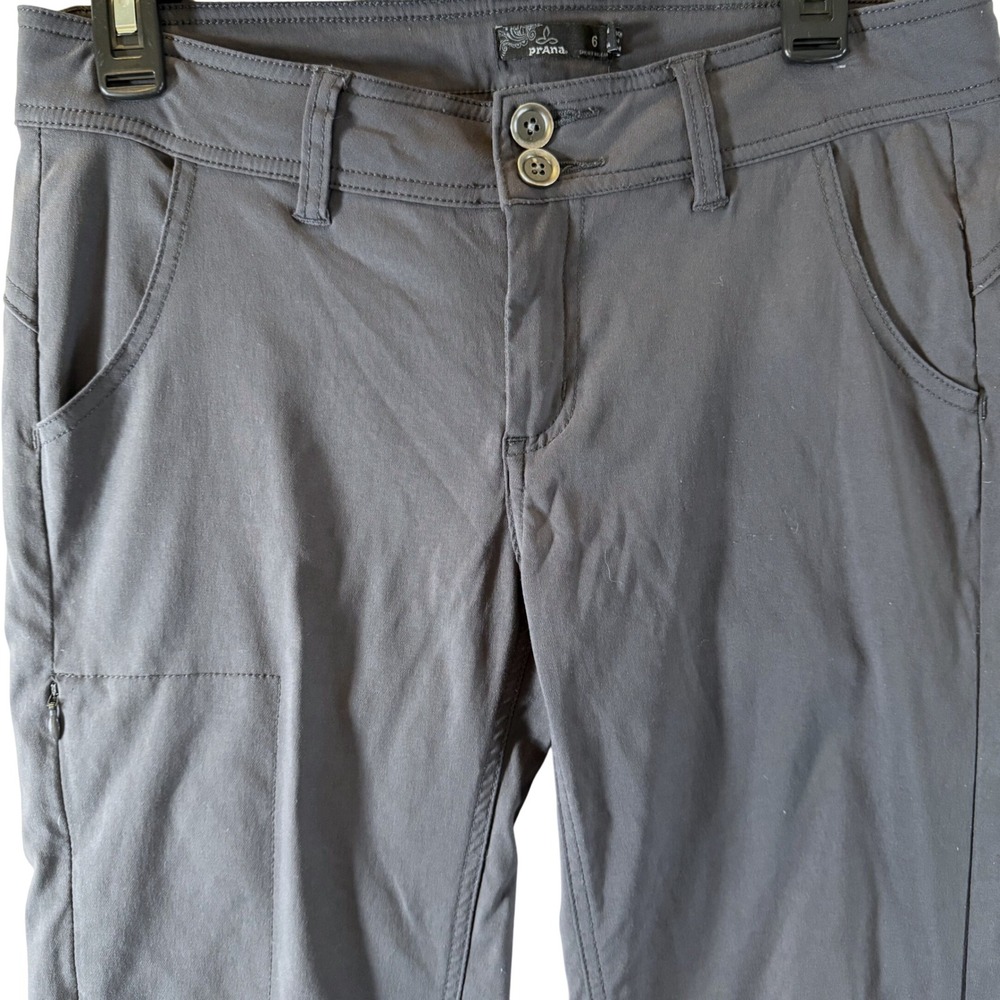 Prana Halle Hiking Pants 6 Short Charcoal Grey Stretch Zion Roll Up Leg Snap
